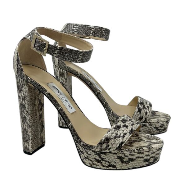 Jimmy Choo Holly Heel Snake Roccia Elaphe Sandal Multi 40 - Picture 8 of 8